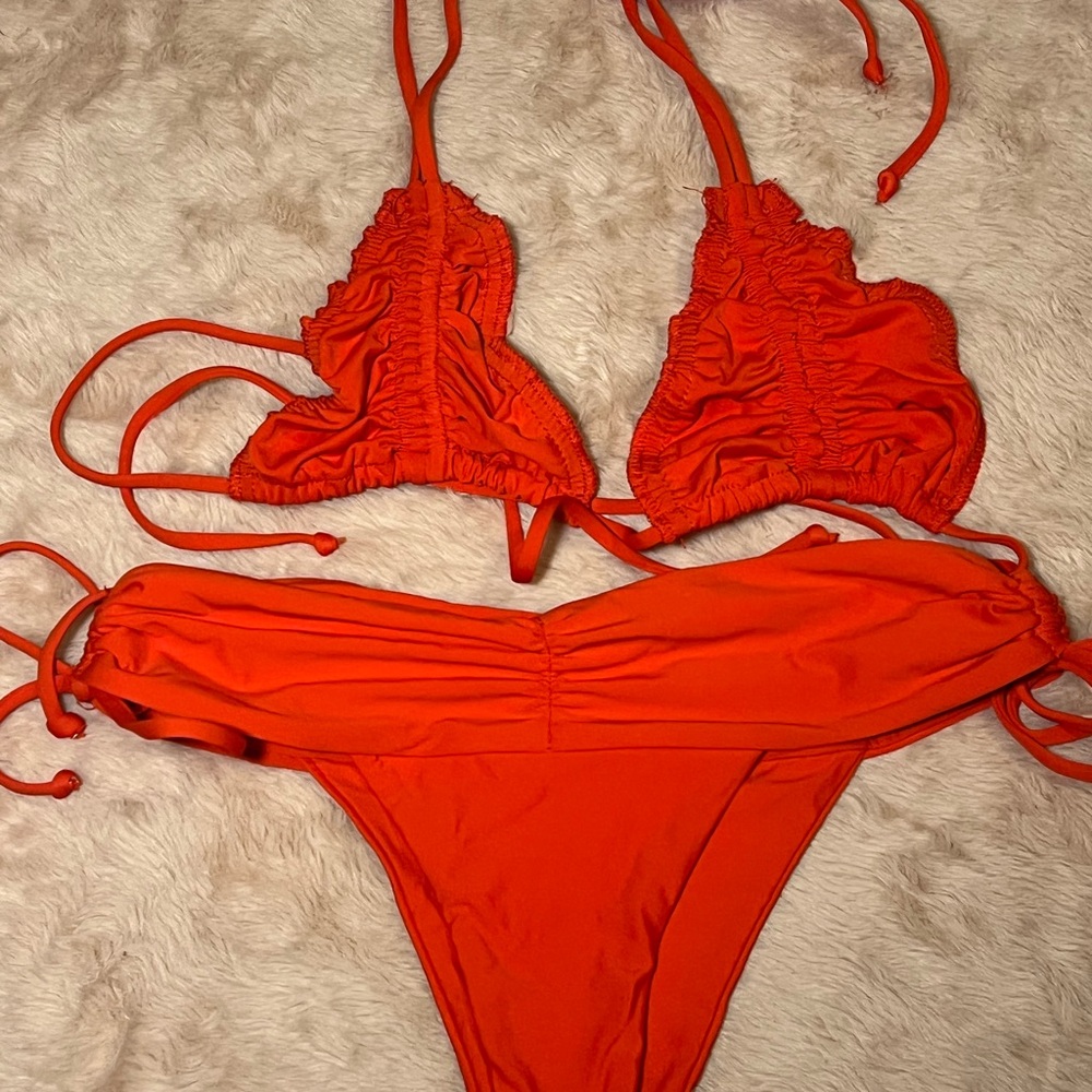 Vicious Young Babes Red Scrunch Bikini Set